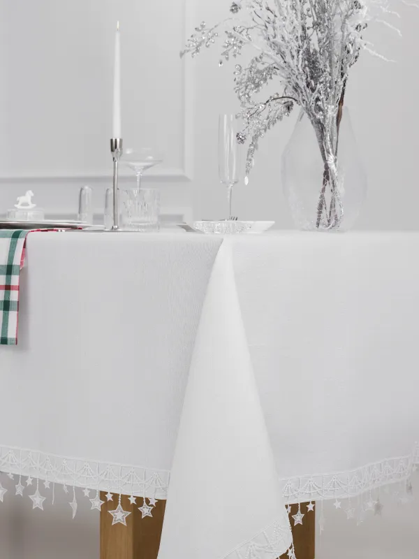 Скатерть, 170х250 см, с кружевом, Звезды, Stars framed, image-3