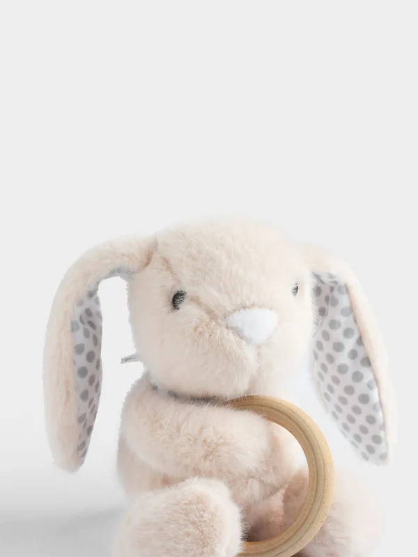 Игрушка-погремушка, 23 см, мягкая, Зайка с кольцом, Rabbit, image-4