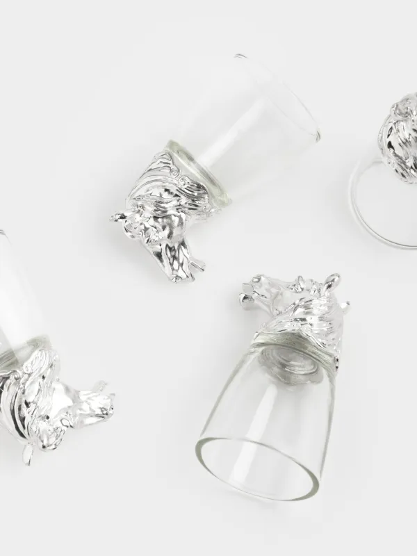 Стопка для водки, 4 шт, в кожаном кейсе, Кони, Bar, image-4