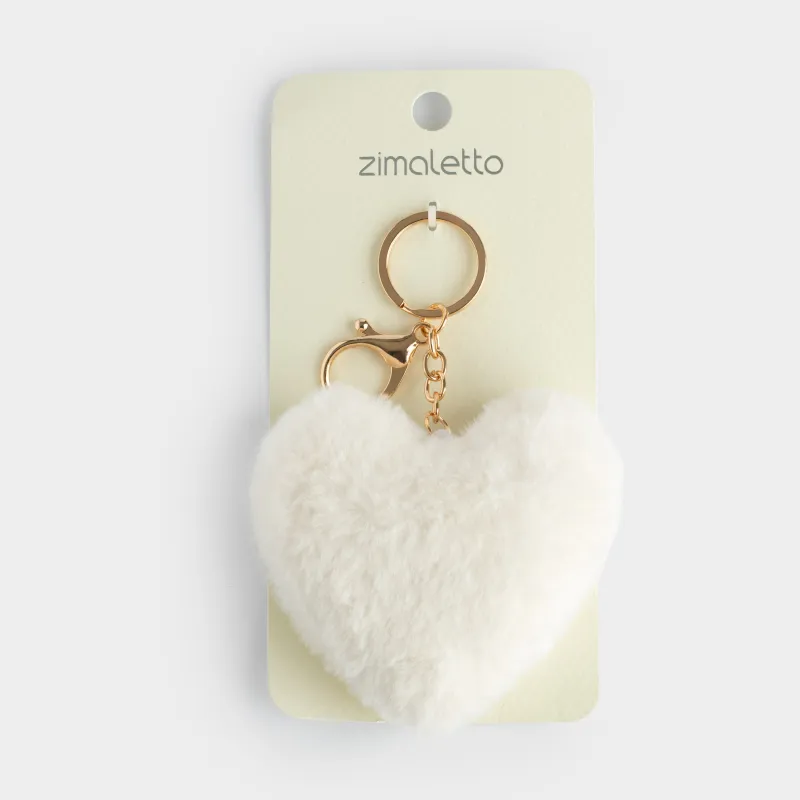 Брелок, 13 см, мягкий, полиэстер/металл, молочный, Сердце, Wooly, image-3