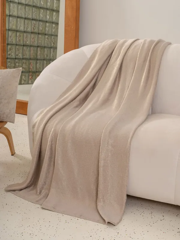 Плед, 130х170 см, фланель/люрекс, бежево-золотистый, Flannel, image-0