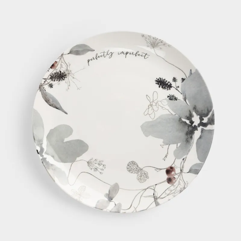 Тарелка обеденная, 27 см, фарфор N, Серые цветы, Watercolor