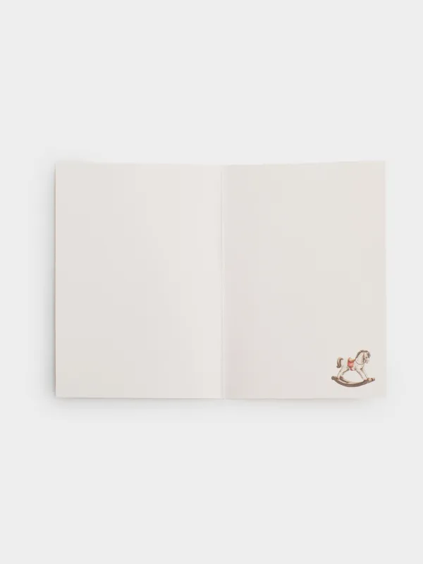 Открытка подарочная, 12х17 см, бумага, белая, Лошадка с елкой, Christmas horse, image-3