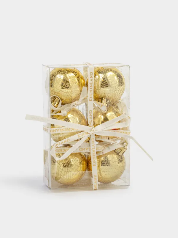 Игрушка елочная, 4 см, 6 шт, пластик, шампань, Шар, Ball sparkle, image-2