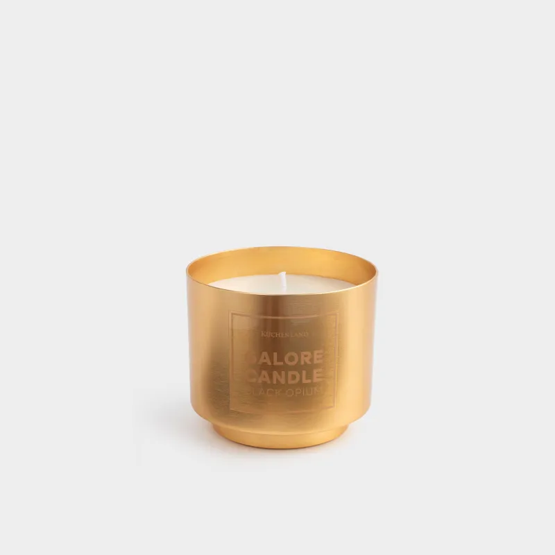 Свеча ароматическая, 8х7 см, в подсвечнике, металл, золотистая, Black Opium, Galore candle