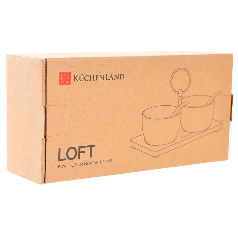 Вазочка для джема, 20x10 см, 2 шт, с ложкой, на подставке, керамика/бамбук, черная, Loft, image-4