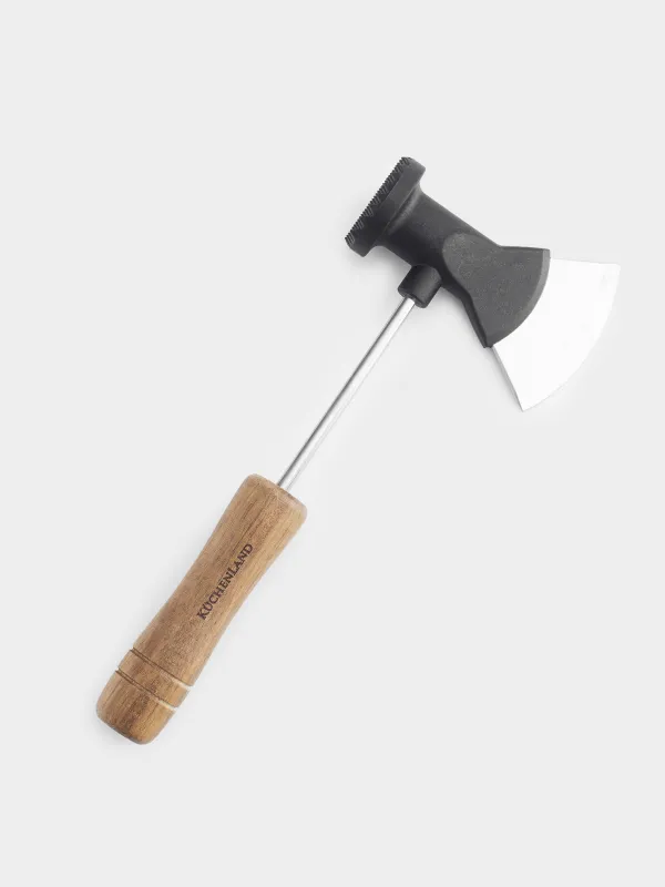 Молоток для отбивания мяса, 28 см, с топориком, сталь/дерево, Black style, image-1