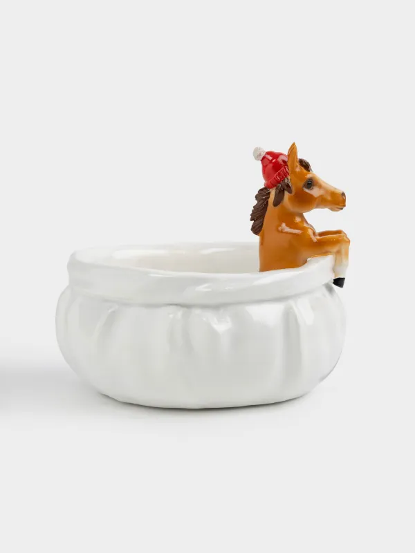 Конфетница, 18х13 см, полирезин, молочная, Лошадь в шапке, Horse color, image-1