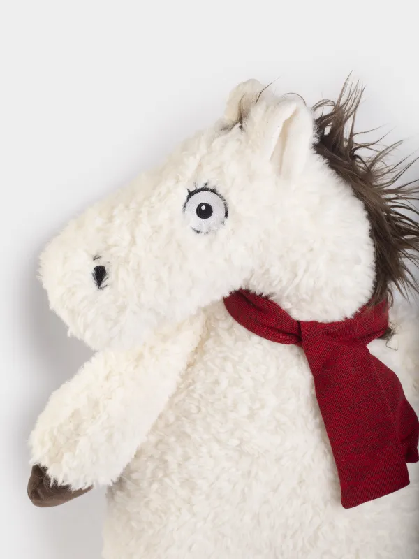 Подушка декоративная, 53х27 см, плюш, молочная, Лошадь, Horse cute, image-1