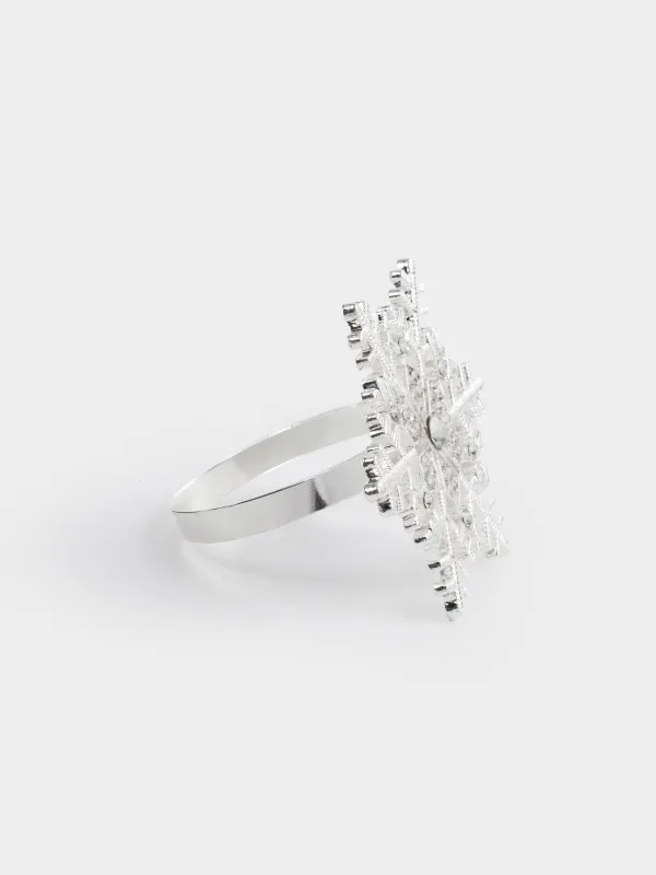 Кольцо для салфеток, 6 см, металл/стразы, серебристое, Снежинка, Snowfall, image-2