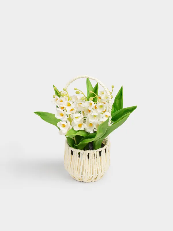 Растение искусственное, 25 см, в корзине, полиуретан/ПВХ, Белые ландыши, May-lily, image-3