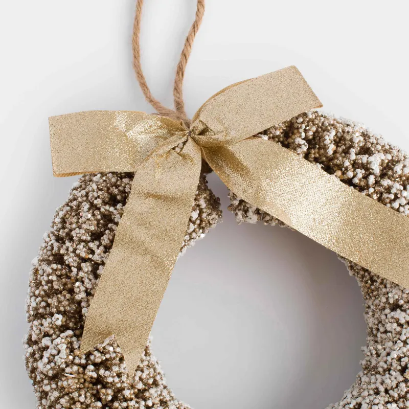 Венок декоративный, 30 см, пластик/металл, шампань, Иней на ветках, Frosty sparks, image-3