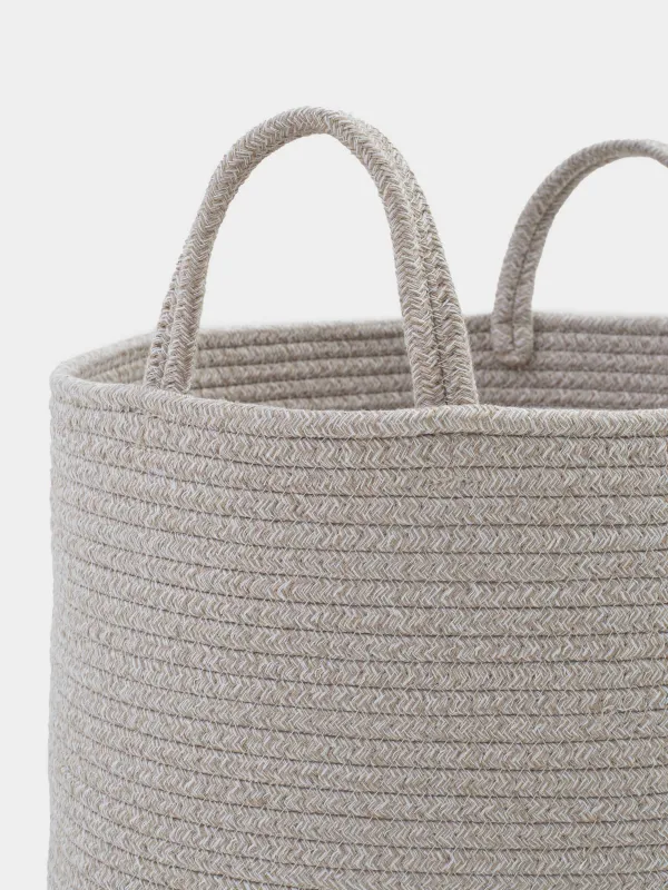 Сумка для хранения белья, 38х36 см, с ручками, хлопок/полиэстер, круглая, молочная, Tote, image-2