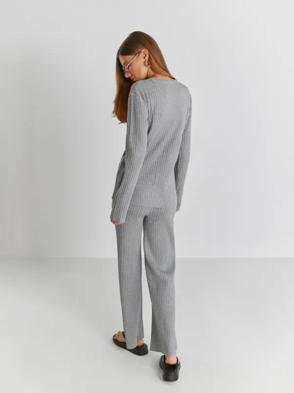 Брюки женские в рубчик, серые, Aleta, image-3