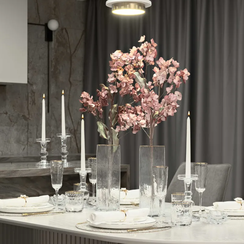 Ваза для цветов, 30 см, стекло, Ripply Gold, image-3