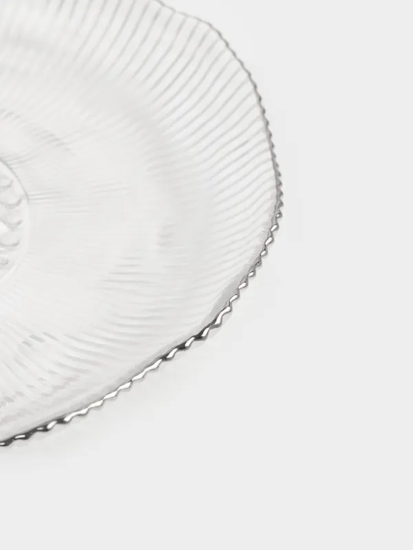 Тарелка обеденная, 27 см, стекло Р, с серебристым кантом, Argos silver, image-2