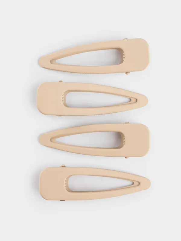 Заколка для волос, 8 см, 4 шт, металл, бежевая, Basic, image-0