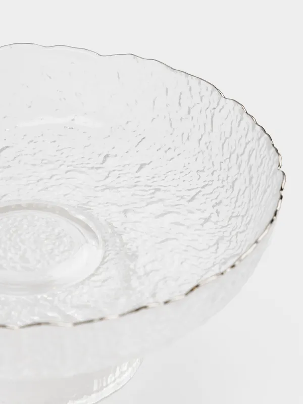 Ваза для фруктов, 20х8 см, на ножке, Nautilus silver, image-3