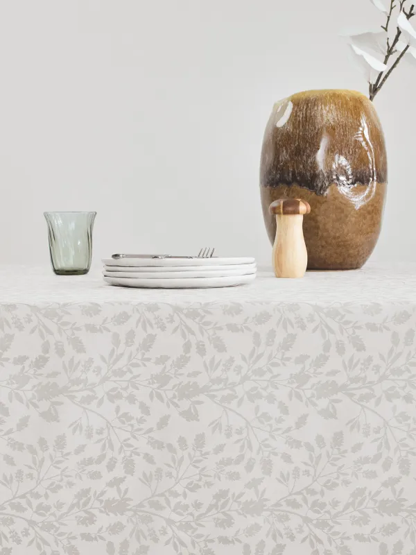 Скатерть, 160х160 см, жаккард, полиэстер, бежевая, Ветви, Slender branches, image-2