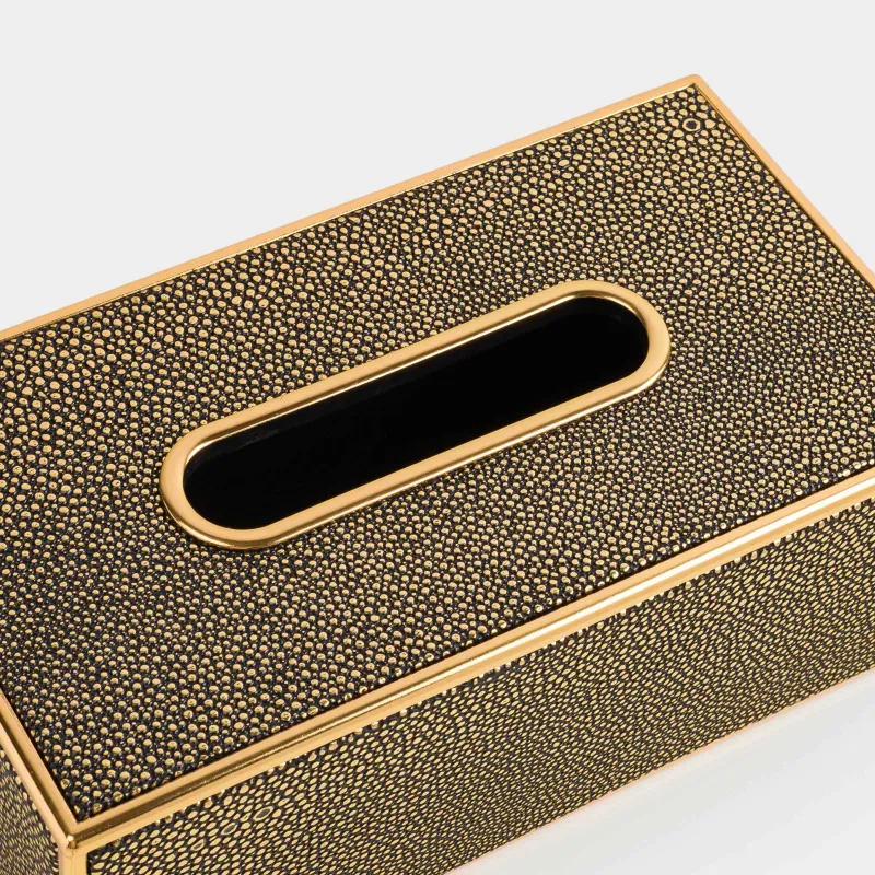 Бокс для бумажных салфеток, 25х14 см, пластик/искусственная кожа, черно-золотистый, Leather trend, image-6