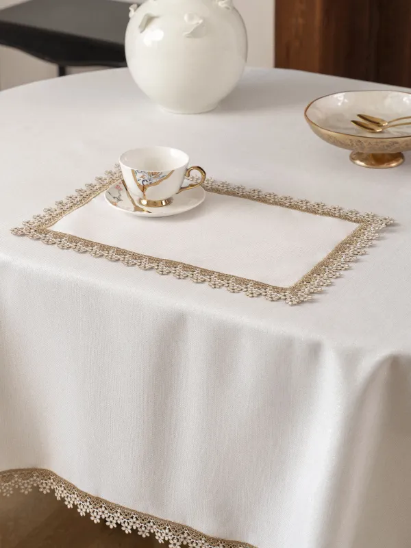 Салфетка под приборы, 30х45 см, Flower lace gold, image-2