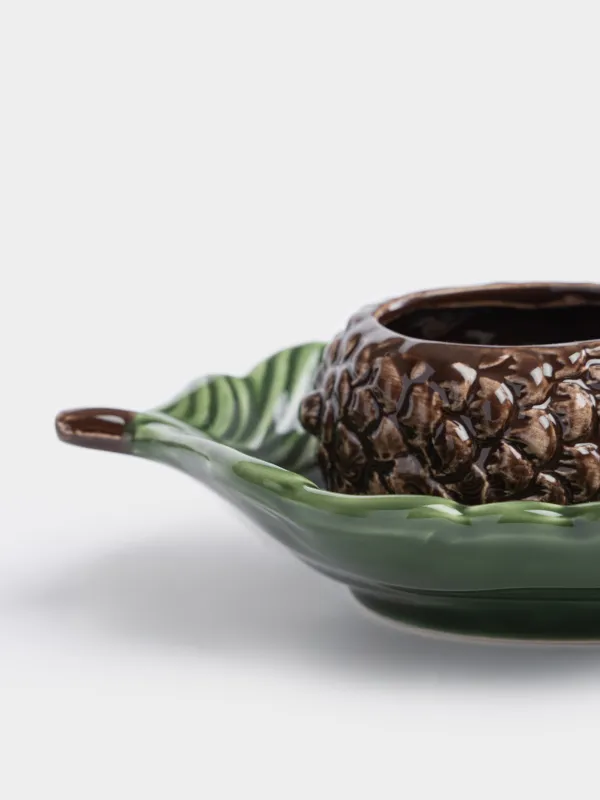 Блюдо, 23х13 см, с соусником, Ветка с шишкой, Forest whispers, image-3