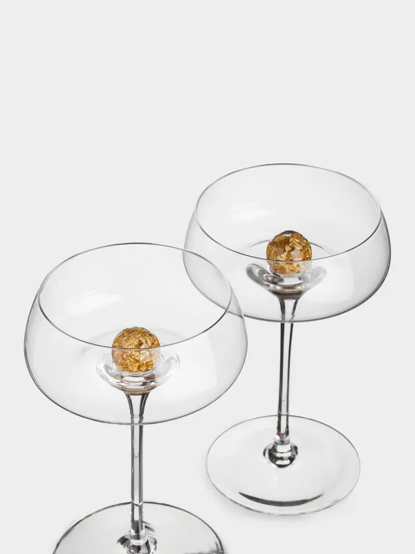 Бокал-креманка для шампанского, 250 мл, 2 шт, кристальное стекло, Янтарный шар, Sorento globular, image-1