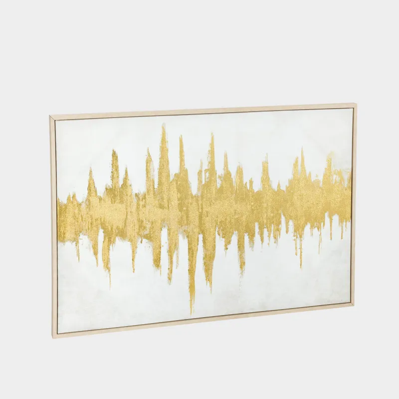 Картина в раме, 120x80 см, холст, золотисто-бежевая, Золотистые штрихи, Abstract, image-1