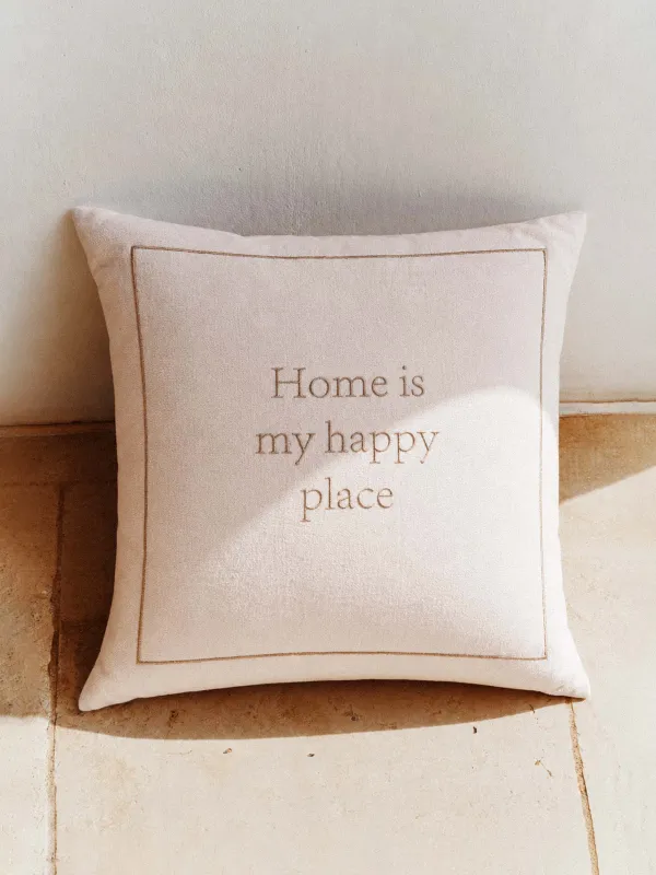 Подушка декоративная, 45х45 см, Home is my happy place, Chenill, image-2