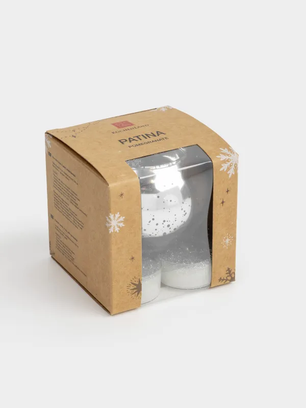 Свеча ароматическая, чайная, 4 см, 4 шт, с подсвечником, стекло, серебристая, Patina, image-4