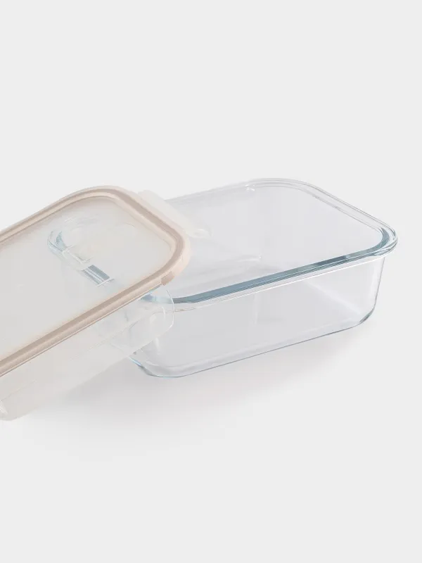 Контейнер, 1 л, с клипсами, с клапаном, стекло Т/пластик, прямоугольный, Soft kitchen, image-3