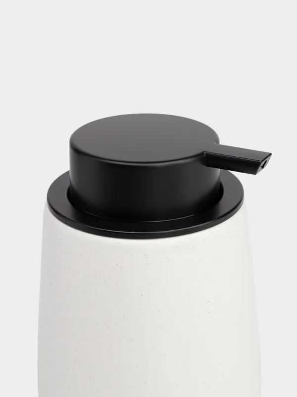 Диспенсер для жидкого мыла, 430 мл, фарфор P/пластик, белый, в крапинку, Delicia, image-3