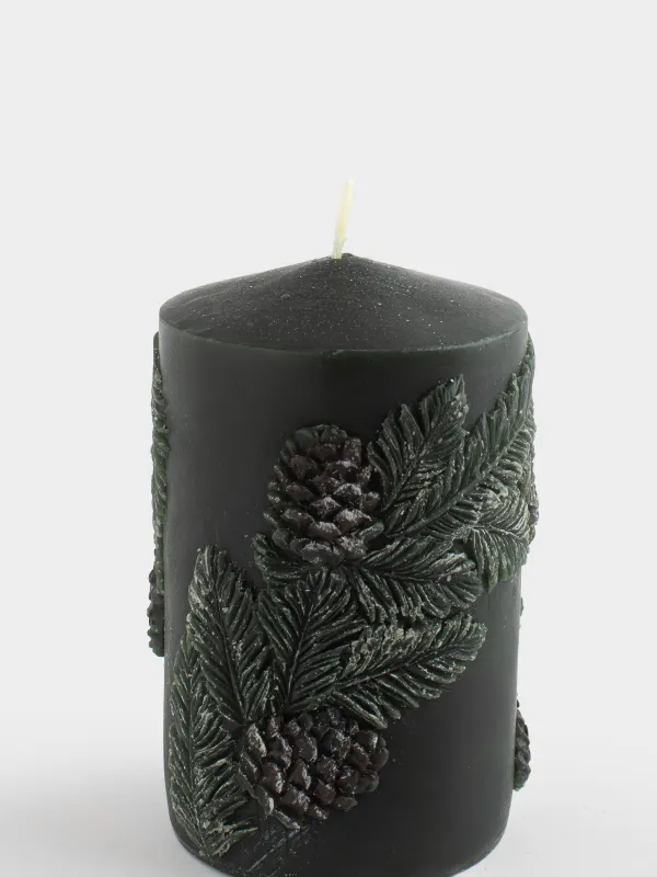 Свеча, 7х10 см, цилиндрическая, Шишки на ветке, Winter delice, image-2