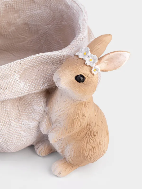 Конфетница, 24х19 см, полирезин, бежевая, Кролики, Natural Easter, image-2