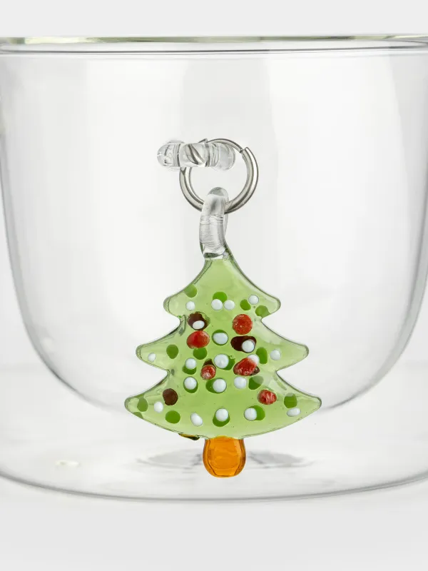 Кружка, 330 мл, стекло Б/металл, с подвеской, Елка, Air figure, image-1