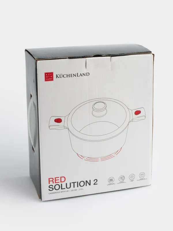 Кастрюля, 20 см, 2,5 л, с крышкой, с покрытием, Solution Red 2, image-6