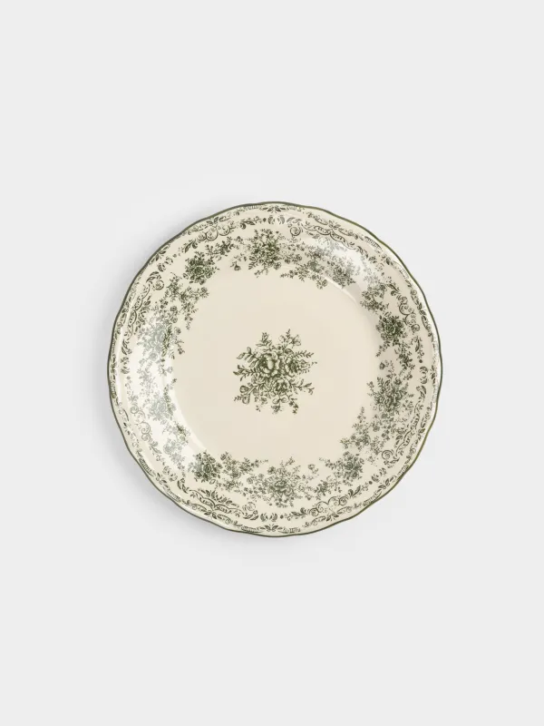 Тарелка обеденная, 28 см, фарфор P, молочная, Зеленые цветы, Green lace, image-0
