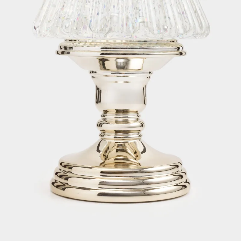 Снежный фонарь, 35 см, с подсветкой, пластик, шампань, Ель с блестками, Golden style, image-4