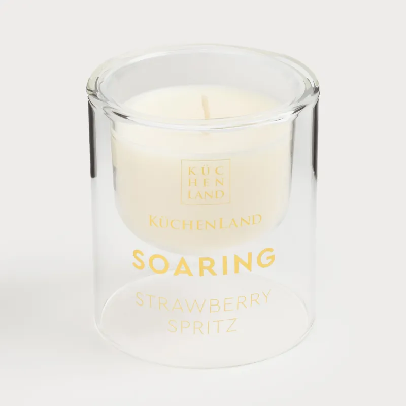 Свеча ароматическая, 9 см, в подсвечнике, стекло, Strawberry Spritz, Soaring, image-0