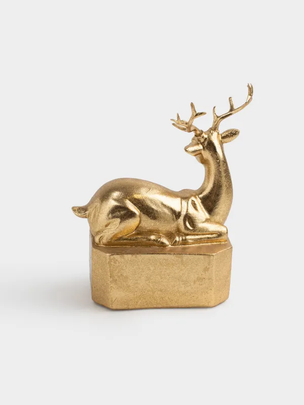 Шкатулка для украшений, 13х8 см, полирезин, золотистая, Олень, Deer gold, image-6