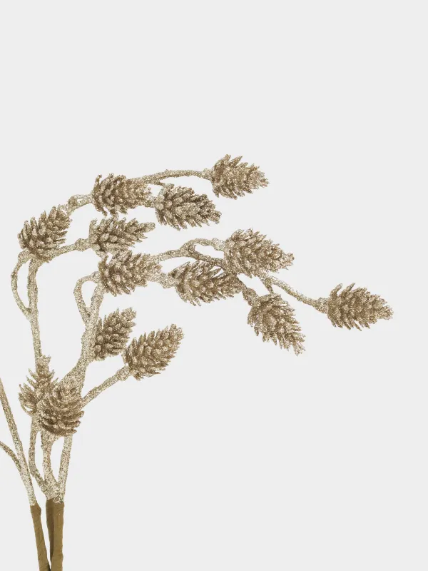 Ветка декоративная, 34 см, Золотистые шишки, Conifer delice, image-2