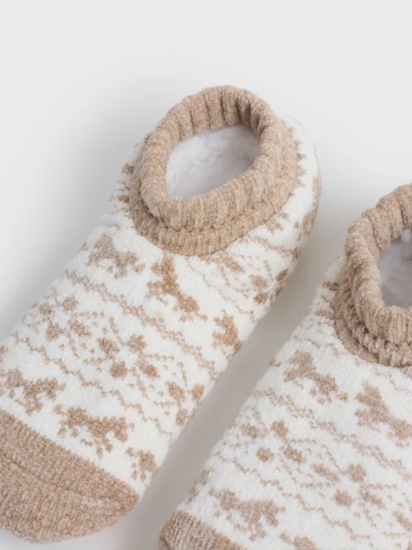 Носки домашние, песочно-молочные, Hot winter, image-1