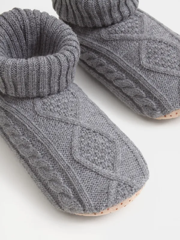 Тапочки-носки женские, акрил/шерпа, Knitted soft, image-3