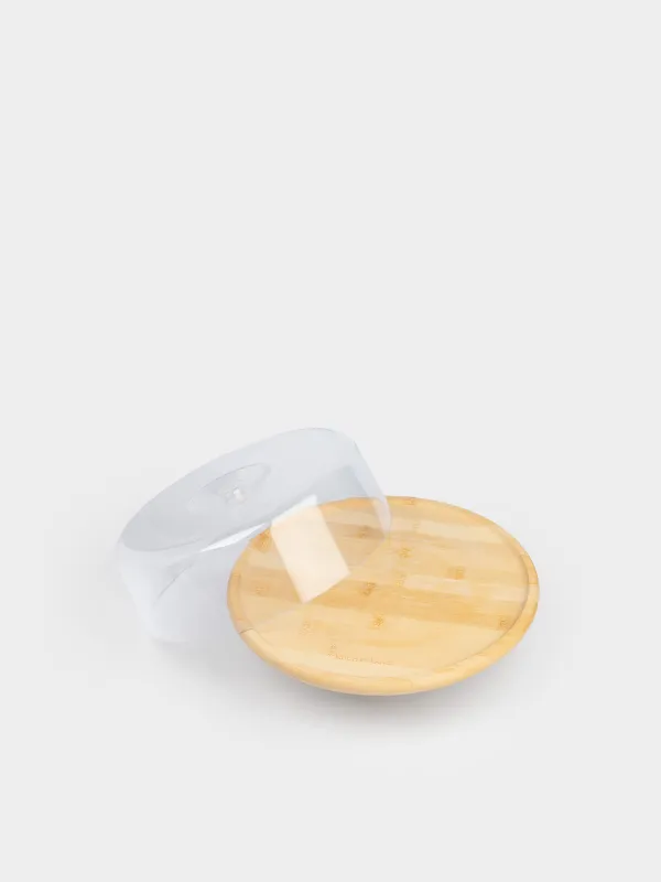 Блюдо с крышкой, 28x15 см, на ножке, бамбук/пластик, круглое, Bamboo, image-1