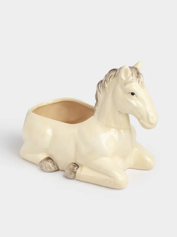 Конфетница, 26х18 см, керамика, бежево-коричневая, Конь, Natural horse, image-1