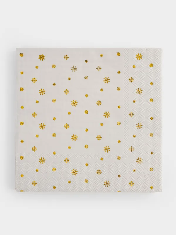 Салфетки бумажные, 33х33 см, 20 шт, Snowfall gold, image-0