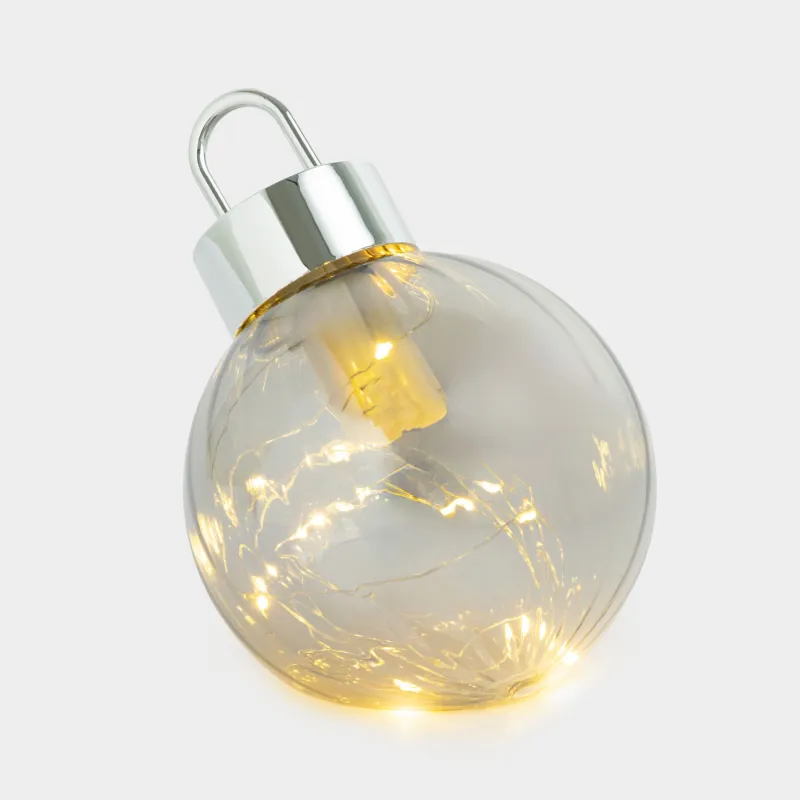 Статуэтка с подсветкой, 15 см, стекло/пластик, серая, Елочный шар, Silver style