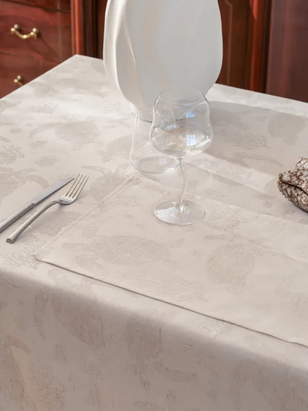 Салфетка под приборы, 30x45 см, жаккард, полиэстер/лен, бежевая, Черепахи, Marine turtles, image-5