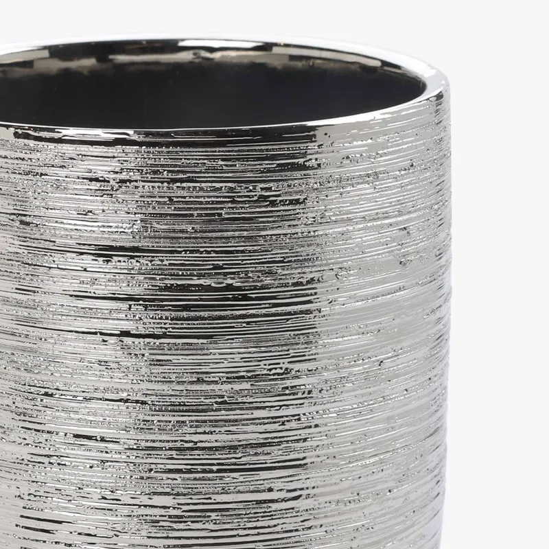 Кашпо, 18х18 см, керамика, серебристое, Galore, image-1