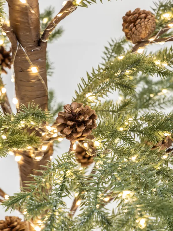 Дерево декоративное, 1,5 м, с подсветкой, с блестками, пластик, Елка с шишками, Conifer decor, image-2